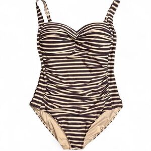 Nip Tuck Blue Striped One Piece Bathing Suit Size 10